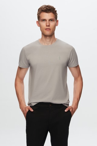 Twn Slim Fit Gri Düz Kabartma Baskılı T-shirt 4ec148551753m Gri
