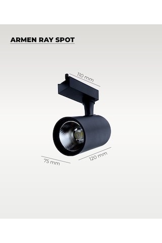 Armen 2 Adet Siyah Kasa Günışığı Ray Spot Set Ve 1 Metre Ray Set Siyah
