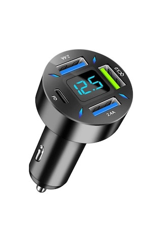 Araç Çakmak Hızlı Şarj Soketi 4in1 Digital