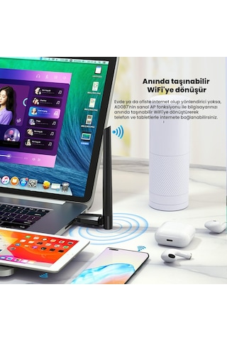 Lexroo Ad087 Bluetooth 5.0 Adaptör - 600mbps Dual Band Wifi Alıcı Verici Access Point