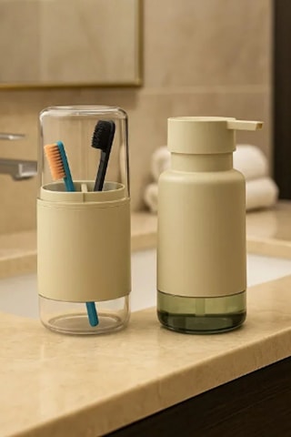 Büro Ev Ofis Banyo Düzeni İçin 2parça Mini Diş Firçalık Sıvı Sabunluk Seti Diğer