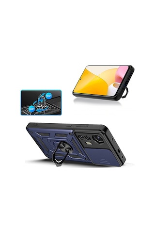 Samsung Galaxy A16 Kılıf Magnetik Standlı Sürgülü Kamera Korumalı Tpu Tank Kapak