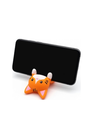 Turuncu Kedi Figürlü Tablet Telefon Tutucu Stand - 3d Baskı Ofis Masaüstü Aksesuarı Ve Biblo