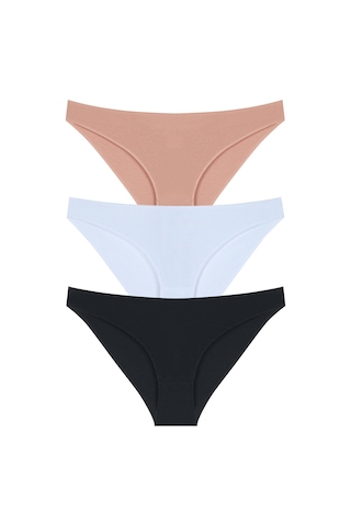 New Lilla 10010 Slip İz Yapmaz 3'lü Bikini Külot Paketi Çok Renkli