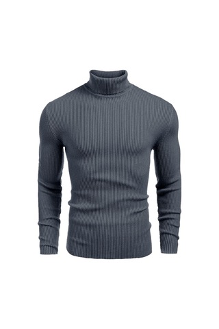 Polızeı Erkek Slim Fit Boğazlı Triko Kazak Esnek Dokulu İndigo