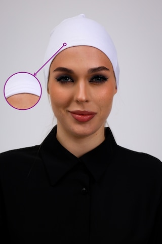 Loggia Kaymayan Silikonlu Dikişsiz Bone Beyaz - Kaymaz Kadın Tesettür Bağlamalı İç Bone Beyaz