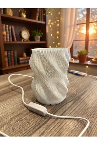 Organik Dalga Desenli 3d Printed Gece Lambası Abajur
