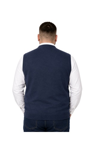 Battalmoda Erkek Büyük Beden Melanj Lacivert Cepli Triko Yelek 3xl-4xl-5xl-6xl