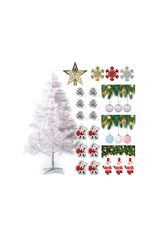 Yılbaşı Beyaz Çam Ağacı Seti 150 Cm