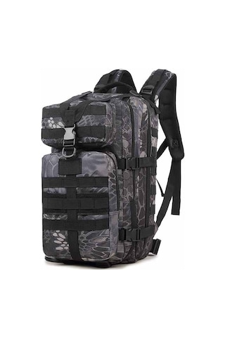 Jeemson Askeri Stili 35l Çift Omuzlu Saldırı Sırt Çantası - Outdoor Dağcılık, Cs Kamp İçin Dayanıklı Kumaş Siyah Yılan Desenli Çok Renkli