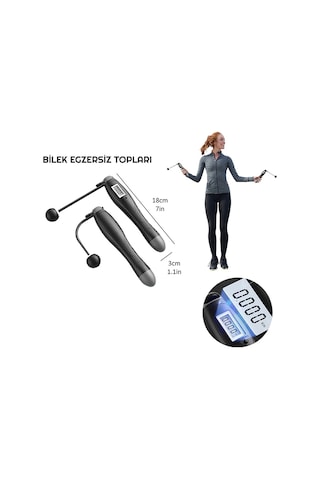 Exeo Dijital Ekranlı Sayaçlı Atlama İpi + Egzersiz Topları