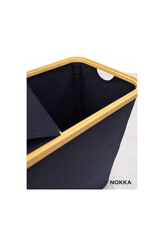 Bambu 100 Litre Kapaklı Katlanabilir Çamaşır Sepeti, 2 Bölmeli Kirli Sepeti 60x54x33 Diğer