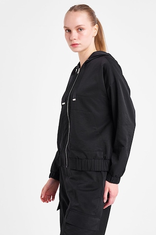 Lescon 25ntbl002146 Kadın Fermuarlı Kapşonlu Sweatshirt Siyah