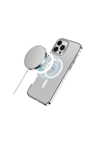Apple Uyumlu iPhone 14 Pro Kılıf Magsafe Şarj Özellikli Transparan Sert PC Wlons Pita Kapak