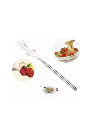 Trendooze Cloud011 Gümüş Barbekü Alet Seti 25,4 Ayar Paslanmaz Çelik Katlanır Çatal Forku Gümüş