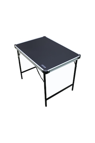 Solano Katlanır Kamp Masası Alüminyum Çerçeve Mdf Üst Tabla 48 68cm Siyah
