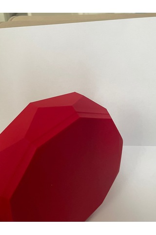 Kırmızı Köşeli Kase - Dekoratif Kase 15 Cm 3d Baskıdır- Sağlamdır