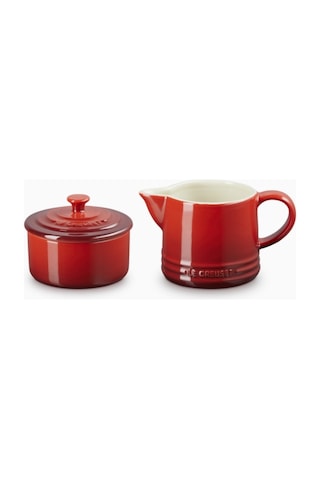Le Creuset Seramik Sütlük Ve Şekerlik Seti Cezveler Kırmızı 1