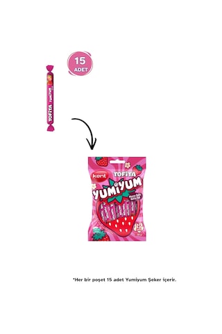 Kent Tofita Yumiyum Çilek Aromalı Şeker 100 G 24 Poşet