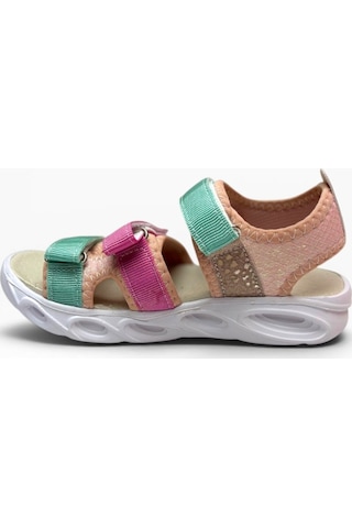 Arzen Bebe 231-26 3 Cırtlı Anatomik Kız Çocuk Sandalet Somon Yeşil Pembe 31-35