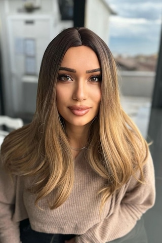 Caş Dekorasyon Kahverengi Ve Sarı Ombreli Dalgalı Peruk Kahverengi