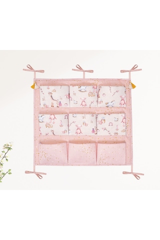 Buti Baby Beşik Kenarı Düzenleyici Organizer Oyuncak Kutusu 9 Göz Pembe