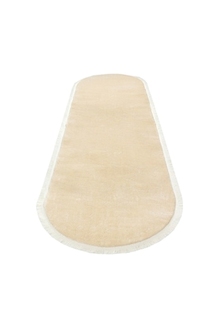 Valeryhome Vl Comfort Düz Saçaklı Peluş Düz Yolluk Bej Oval Bej Düz Saçak