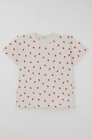 Breeze Kız Çocuk Şortlu Pijama Takımı Çilek Desenli 4-8 Yaş, Krem