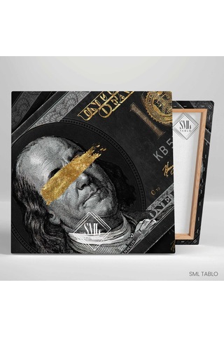 Gold Detaylı Dolar Kare Kanvas Tablo 100x100 Cm