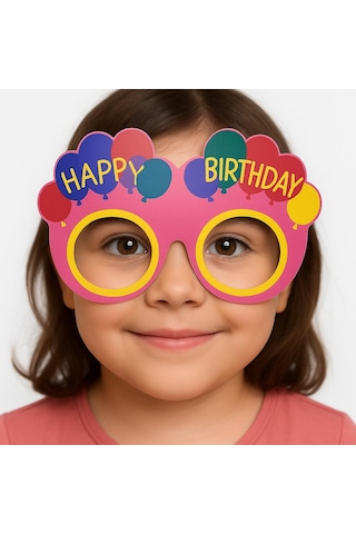 Zvnm Balon Desenli Karton Doğum Günü Gözlükleri 6 Adet Pembe Renk Zcv12 Çok Renkli
