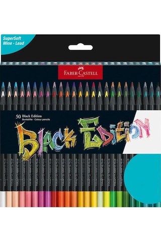 Faber-castell 116450 - Renkli Kalemler Blackwood, Black Edition, 50'li Kutu, Parlak Renkler, Yumuşak Çizgili, Siyah Ah Genel