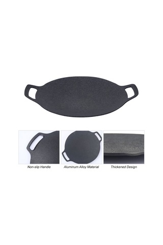Tenfowee Kalın Alüminyum 30cm Mangal Tava - Taş Kaplama Yapışmaz Yüzeyli Bbq Izgara Tepsisi Siyah
