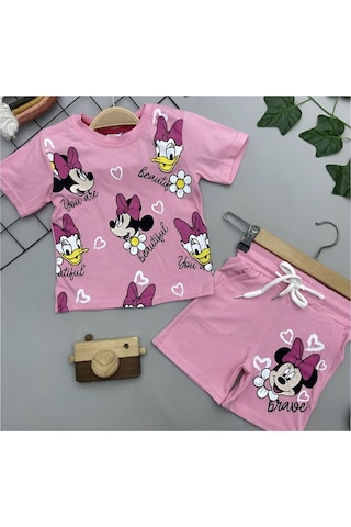 Karakter Baskili Kız Çocuk Şortlu Takım Pembe Karakter Baskili Kız Çocuk Şortlu Takım Pembe