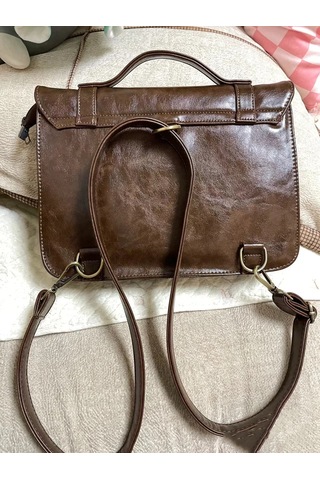 Sonbahar Ve Kış Retro Toka Moda Sırt Çantası-kahverengi Kahverengi