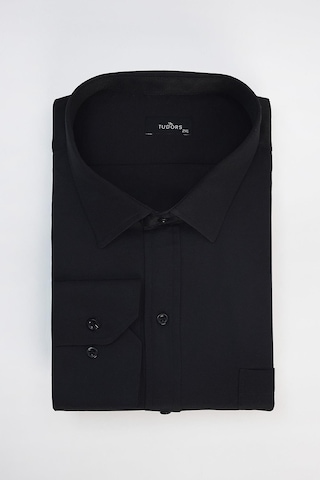 Erkek Big Size Büyük Beden Pamuklu Kolay Ütü Armürlü Siyah Gömlek -32073-siyah Siyah