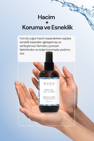 Maru Deniz Tuzu Doğal Dalga Sağlayan Hacim Veren Saç Spreyi 250 ML