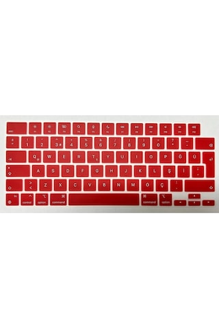 Macbook Uyumlu Air 13.6 Inç 2025 A3240 M4 - A3113 M3 - A2681 M2 Işlemcili Türkçe Q Silikon Klavye Koruyucu Kırmızı