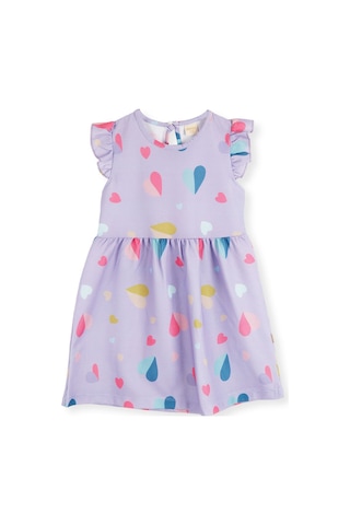 Ahengim Kız Çocuk Kalp Desenli Elbise Ak2406 Lila