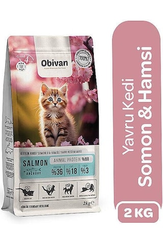 Obivan Kitten Somonlu Ve Hamsili Yavru Kedi Maması 2 Kg