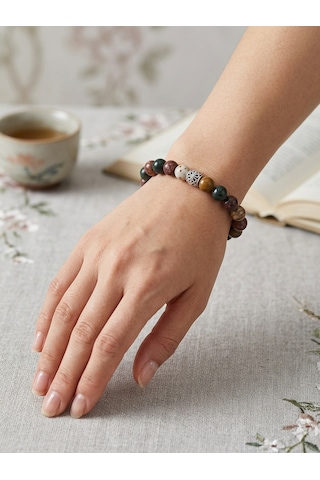 8 Mm Picasso Jasper Doğaltaş Bileklik Unisex Kahverengi