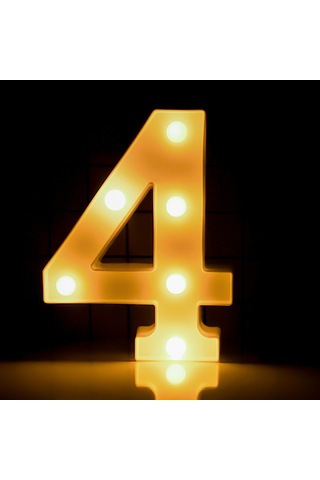 Moveevo Dijital 4 Numara Led Işıklı Dekorasyon Aleti - Sıcak Beyaz Sabit Işık, Ip54 Su Geçirmez, 2xaa Pil Dahil Değil - Parti, Düğün, Ev Dekoru İçin Diğr