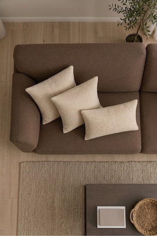 Chevron Bohem Dekoratif Punch Yastık Kırlent Kılıfı Bej 30 x 50