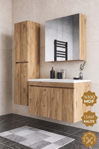 Teta Home Tokyo 100 Cm Mdf Banyo Dolabı Seti + Boy Dolabı Atlantik Çam