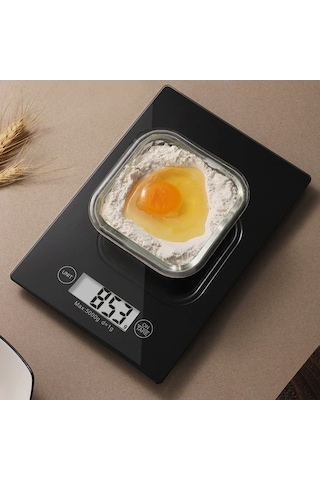 Pazly 5kg Kapasite Dijital Terazi Fda Onaylı, Bpa İçermeyen Pilsiz Siyah Siyah