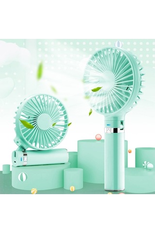 Soulader Taşınabilir Katlanabilir Mini Usb Şarjlı El Vantilatörü 3 Hız Ayarı, Gece Aydınlatmalı, Hafif Ve Pratik, Yeşil Renk Seçeneği