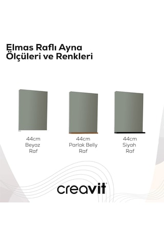 Creavit Elmas Ayna Ve Etajer 45 Cm Beyaz-parlak Belly Em1045.01.bl