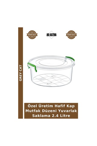 Özel Üretim Hafif Kap Mutfak Düzeni Yuvarlak Saklama 2.4 Litre Çok Renkli