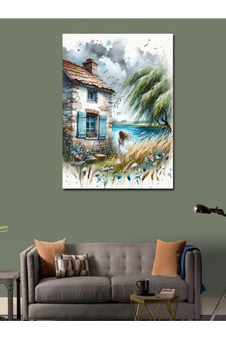 Kanvas Tablo Deniz Kenarında Ev 100cmx140cm
