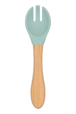 Bambu Saplı Silikon Mama Çatalı Spring Yeşil