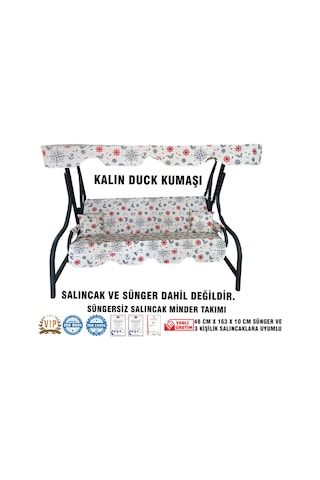 Lüks Duck Vip Salıncak Minder Seti 3 Kişilik Süngersiz Tenteli Çok Renkli
